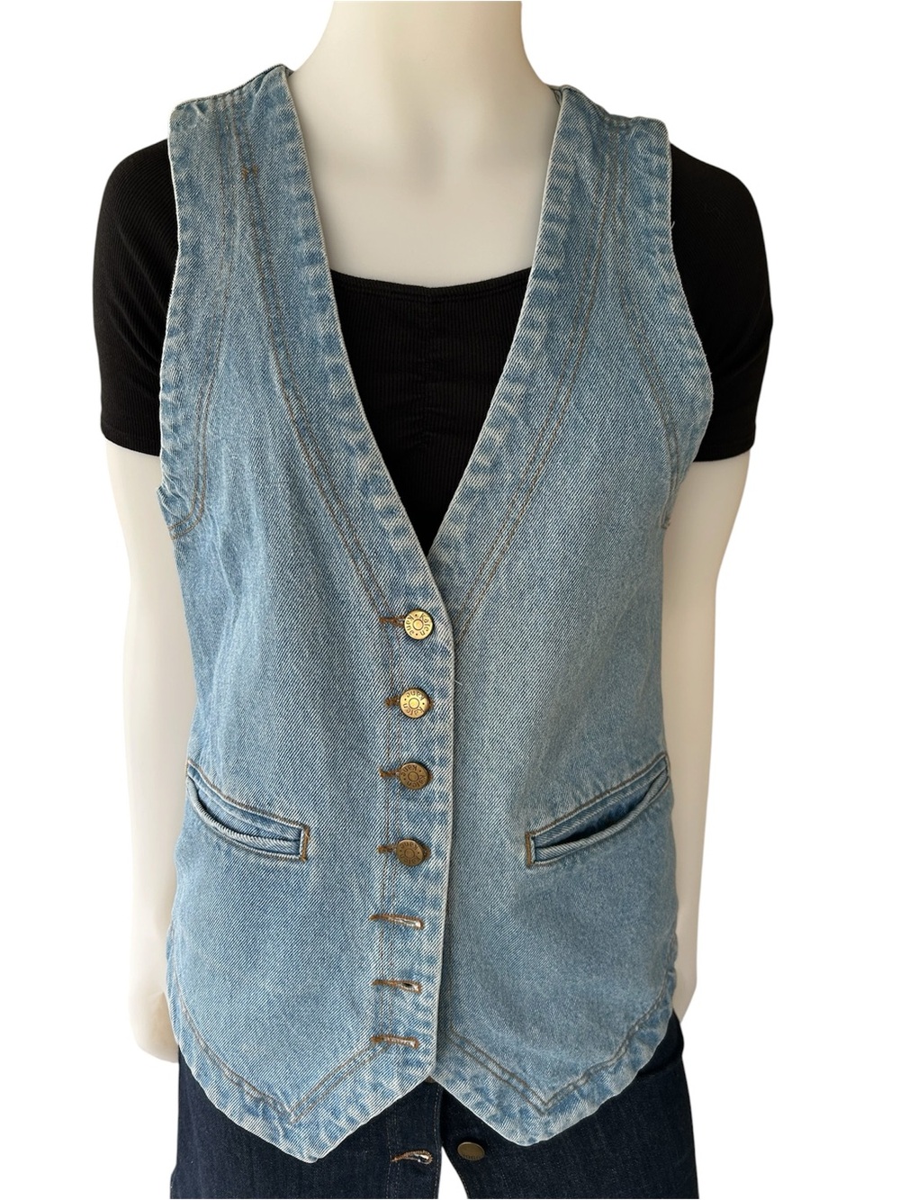 Vintage Denim Vest 90s Boho Western Calgary Stampede